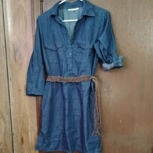 Speed Control Blue Denim Dress#removable Belt